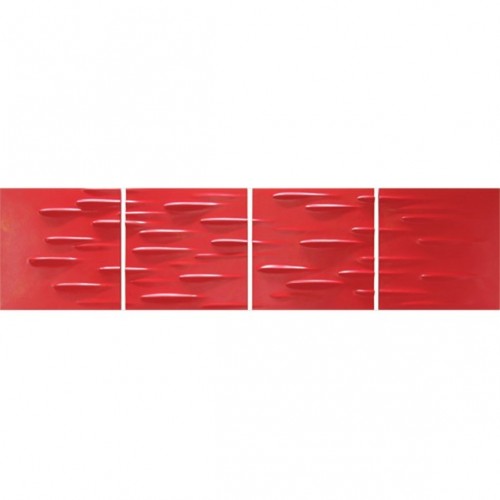 3D Фэшн панно Roaming, 4 панели (600x600 мм), цвет красный (FH), пантон 1795C, 600x2460 мм 