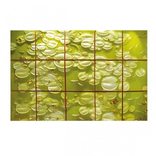 3D Фэшн панно Candock, 15 панелей (600x600 мм), цвет зеленый с золотом (JCL), пантон 583C + 872C + White, 3080x1860 мм 