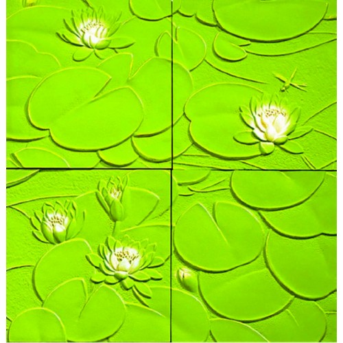 3D Фэшн панно Impression Lotus, 4 панели (470x480 мм), цвет кремовый с золотом (YC), пантон 7402C + 872C, 942x962 мм 