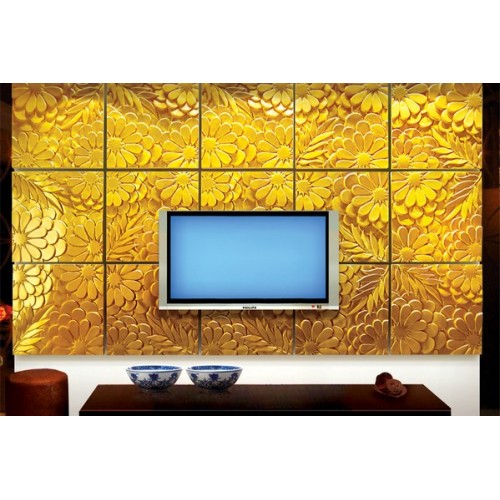 3D Фэшн панель Stone, 600x600 мм, цвет золото темное (J-05), пантон 8641C 