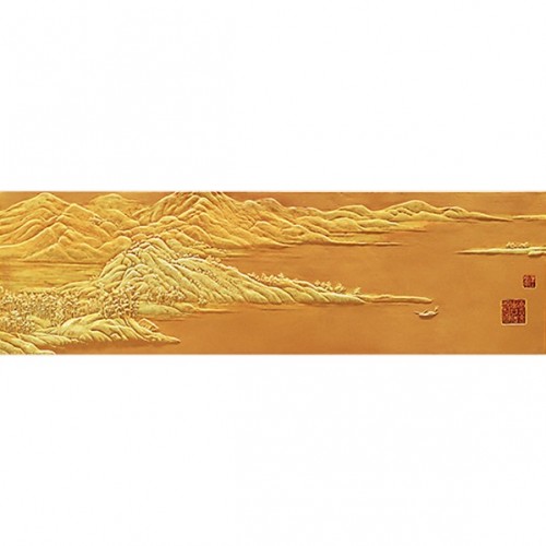 3D Фэшн панель Territry B2, 600x2000 мм, цвет салатовый с золотом (TJ), пантон 458C + 871C 