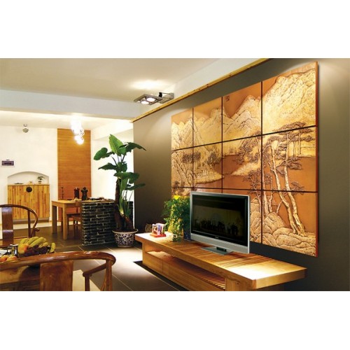 3D Фэшн панно Landscape B, 12 панелей (600x600 мм), цвет золото светлое (HB), пантон 7403C + 7499C + 872C, 2460x1840 мм 