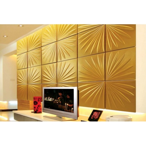 3D Фэшн панель Sisal, 600x600 мм, цвет золото темное (J-05), пантон 8641C 