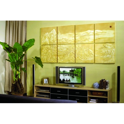 3D Фэшн панно Territry A, 8 панелей (600x600 мм), цвет золото светлое (HB), пантон 7403C + 7499C + 872C, 1220x2460 мм 